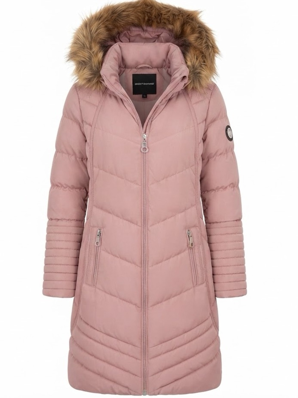 Claire FranceWomen's Pink Blush Quilted Puffer Parka Coat with Faux Trim Size 2X